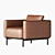 Luxurious Tan Leather Armchair 3D model small image 3