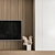 Modern White Wood TV Wall 3D model small image 3