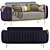 Modern Linen Upholstered Sofa, Gold Legs 3D model small image 2