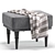 Shento Velvet Pouffe Ottoman Set 3D model small image 6