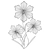 Silver Blue Tri-Flower Wall Decor 3D model small image 2