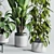 Concrete Vase Indoor Plant Set 3D model small image 2