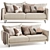 Stylish Ribbon 3-Seater Couch 3D model small image 1