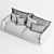 Stylish Ribbon 3-Seater Couch 3D model small image 7