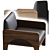 Sonoma Black Leather Chair, Modern 3D model small image 2