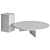 Sleek Marble Side Tables Duo 3D model small image 2