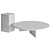 Sleek Marble Side Tables Duo 3D model small image 3