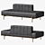 Metro Black Leather Daybed - Compact 3D model small image 1