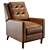 Mid-Century Leather Recliner - Camel 3D model small image 1