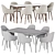 Modern Dining Set with Chairs 3D model small image 4