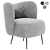 Plush Wingback Accent Chair 3D model small image 3