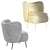 Plush Wingback Accent Chair 3D model small image 5