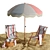 Modern Beach Lounge Outdoor Set 3D model small image 2