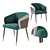 Modern Wood Dining Chair Set 3D model small image 2