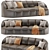 Luxury Cloud Leather Stitched Sofa 3D model small image 1