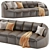 Luxury Cloud Leather Stitched Sofa 3D model small image 2