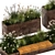 Urban Oasis Collection: Metal Bench & Rustic Planters 3D model small image 4