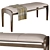 Elegant Solid Walnut Upholstered Bench 3D model small image 1