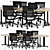 Modern Black Office Table Set 3D model small image 1