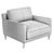 Gray Leather Modern Accent Chair 3D model small image 3