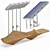 Modern Solar Bench with Canopy 3D model small image 1