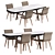 Modern Extendable Ashwood Dining Set 3D model small image 1