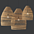 Rattan Cage Pendant Light Cluster 3D model small image 1