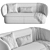 Modern 3-Seater Swell Fabric Sofa 3D model small image 3