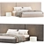 Contemporary Fabric Double Bed Woodnotes 3D model small image 1