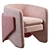 Elegant Thea Chair in Dusty Blush 3D model small image 2