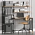 Modern Home Office Collection: Laptop Table, Swivel Chair, Shelving Unit & Rattan Basket 3D model small image 1