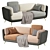 Modern 4-Seater Gray Upholstered Sofa 3D model small image 1