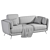 Modern 4-Seater Gray Upholstered Sofa 3D model small image 2