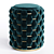 Elegant Brass & Velvet Footstool 3D model small image 1