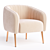 Plush Velvet Barrel Lounge Chair 3D model small image 1