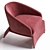 Velvet Lounge Chair, Modern Design 3D model small image 2