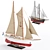 Silver Schooner Model Boat Kit 3D model small image 1