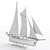 Silver Schooner Model Boat Kit 3D model small image 6