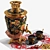 Hand-Painted Samovar Set with Hohloma Design 3D model small image 2