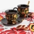 Hand-Painted Samovar Set with Hohloma Design 3D model small image 4