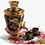 Hand-Painted Samovar Set with Hohloma Design 3D model small image 7