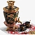 Hand-Painted Samovar Set with Hohloma Design 3D model small image 11