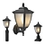 Classic Post Lanterns Set - Traditional Outdoor Lighting 3D model small image 2