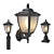 Classic Post Lanterns Set - Traditional Outdoor Lighting 3D model small image 7