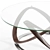 Modern Glass & Walnut Coffee Table 3D model small image 2