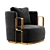 Boho Fabric Armchair with Brass Base 3D model small image 1