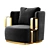 Boho Fabric Armchair with Brass Base 3D model small image 3