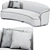 Sleek Curved Fabric Sofa Model 3D model small image 2