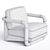 Mid-Century Modern White Velvet Armchair 3D model small image 3