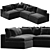 Navy Dream Sectional Sofa Set 3D model small image 1